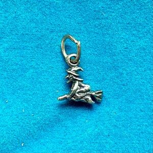 Teeny Tiny Silver Witch Charm Pendant